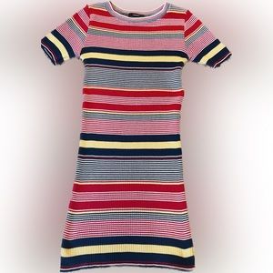 Forever 21 Striped Sweater Dress | size | LARGE | color | red, blue yellow white